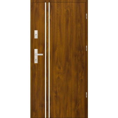 Drzwi antywłamaniowe zewnętrzne A5 INOX 55 mm RC2 - RC4 - Złoty dąb